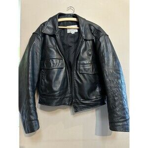 VTG Taylor's Leatherwear Leather Police Jacket Size 46S Bomber‎ Black Motorcycle